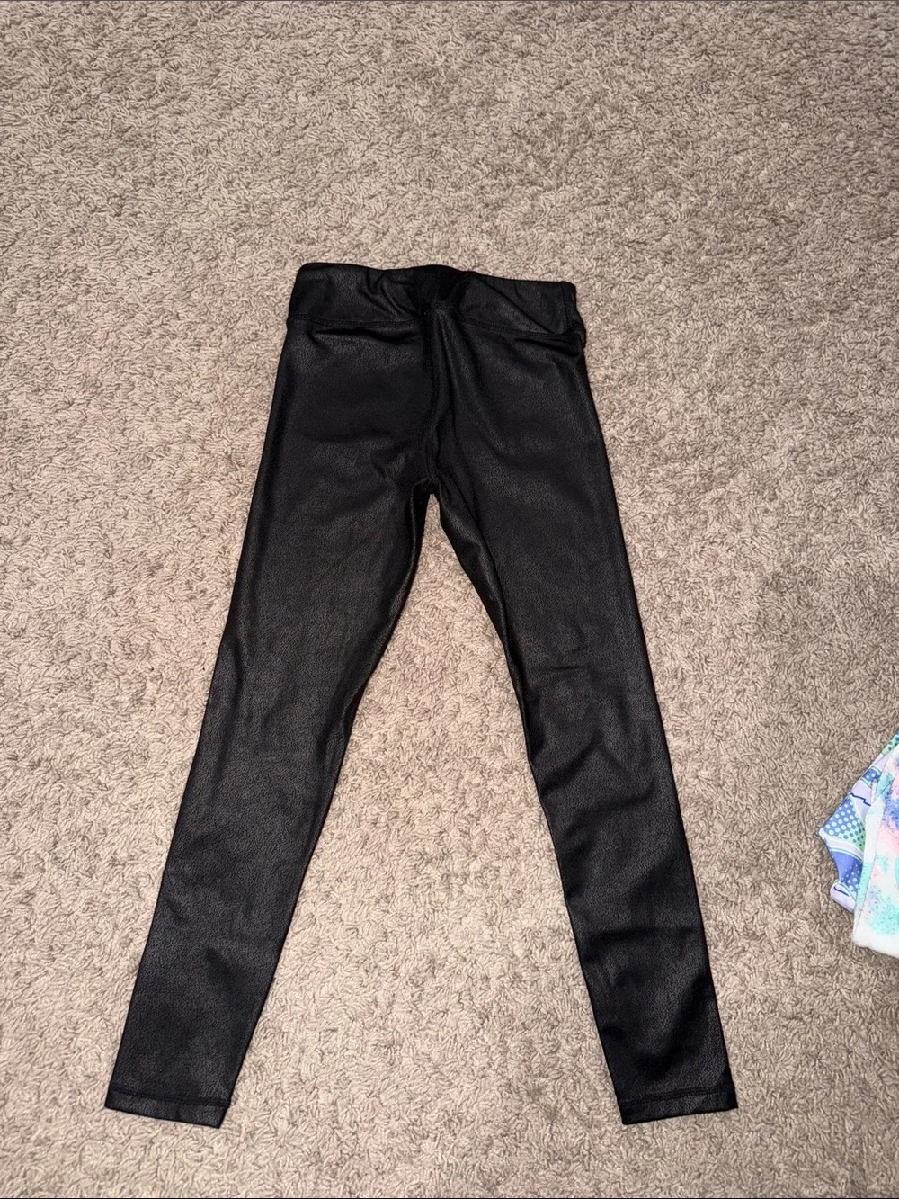 90 Degree By Reflex Black Faux-Leather Kids Leggings